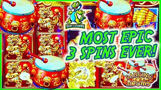 GREATEST 3 SPINS IN Dancing Drums Slot HISTORY! EPIC JACKPOT Fu Dogs!