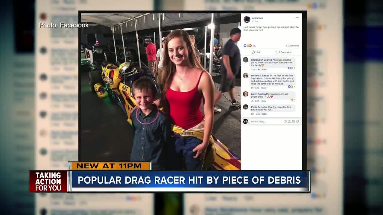 Popular drag racer killed by piece of debris