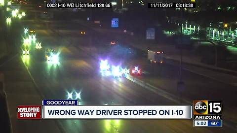 Wrong-way driver stopped on I-10 near Litchfield