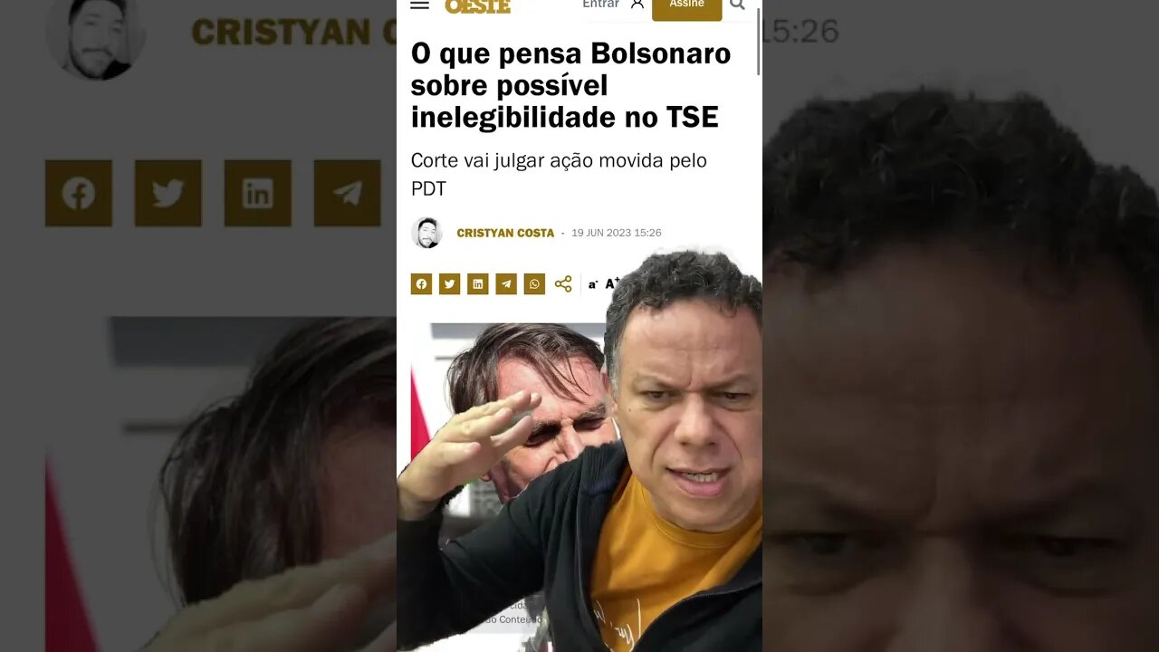 O que pensa Bolsonaro sobre possível inelegibilidade no TSE #shortsvideo