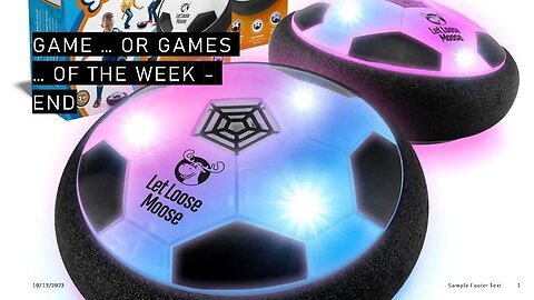 Game ... or Games ... of the Week - The Weekend Edition for 10.13.2023