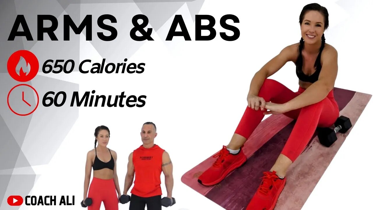 🔴 SUMMER BODY ARMS & ABS | Dumbbell Workout 60 minutes 650 calories | Coach Ali