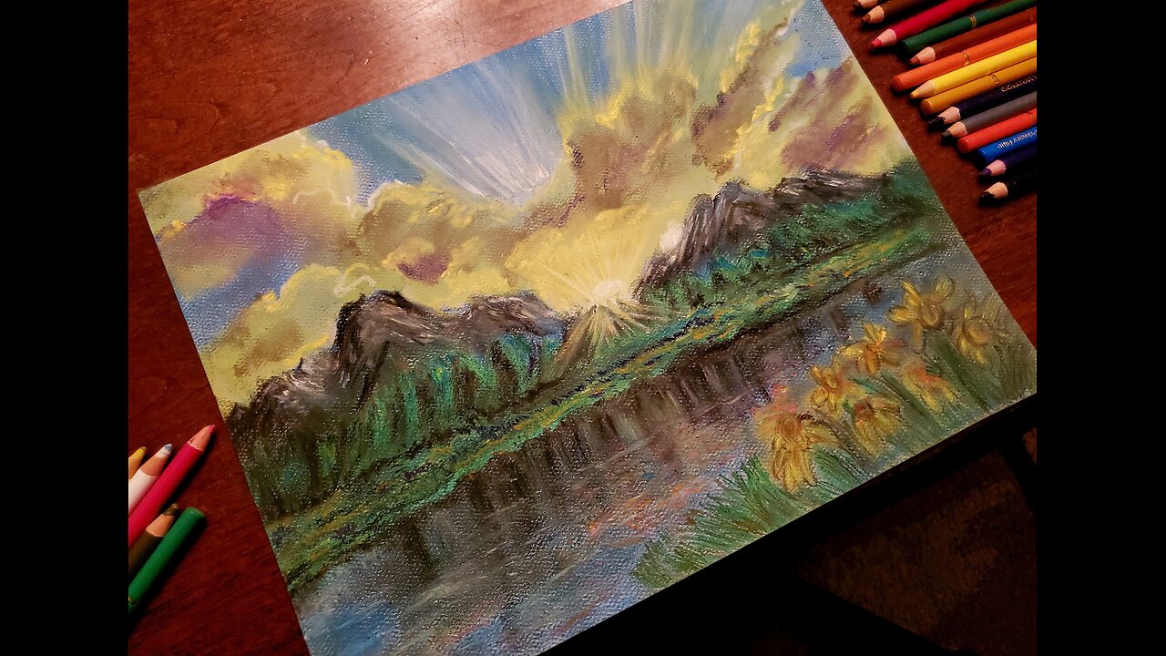 Painting a landscape- Mountain Flowers- Soft Pastels.