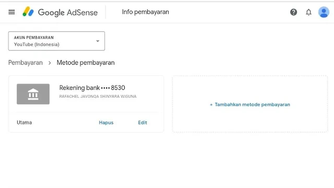 Tambahkan metode pembayaran Di Google AdSense