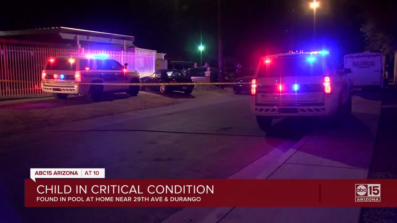 FD: 1-year-old in critical condition after pulled from pool near 29th Avenue and Durango Street