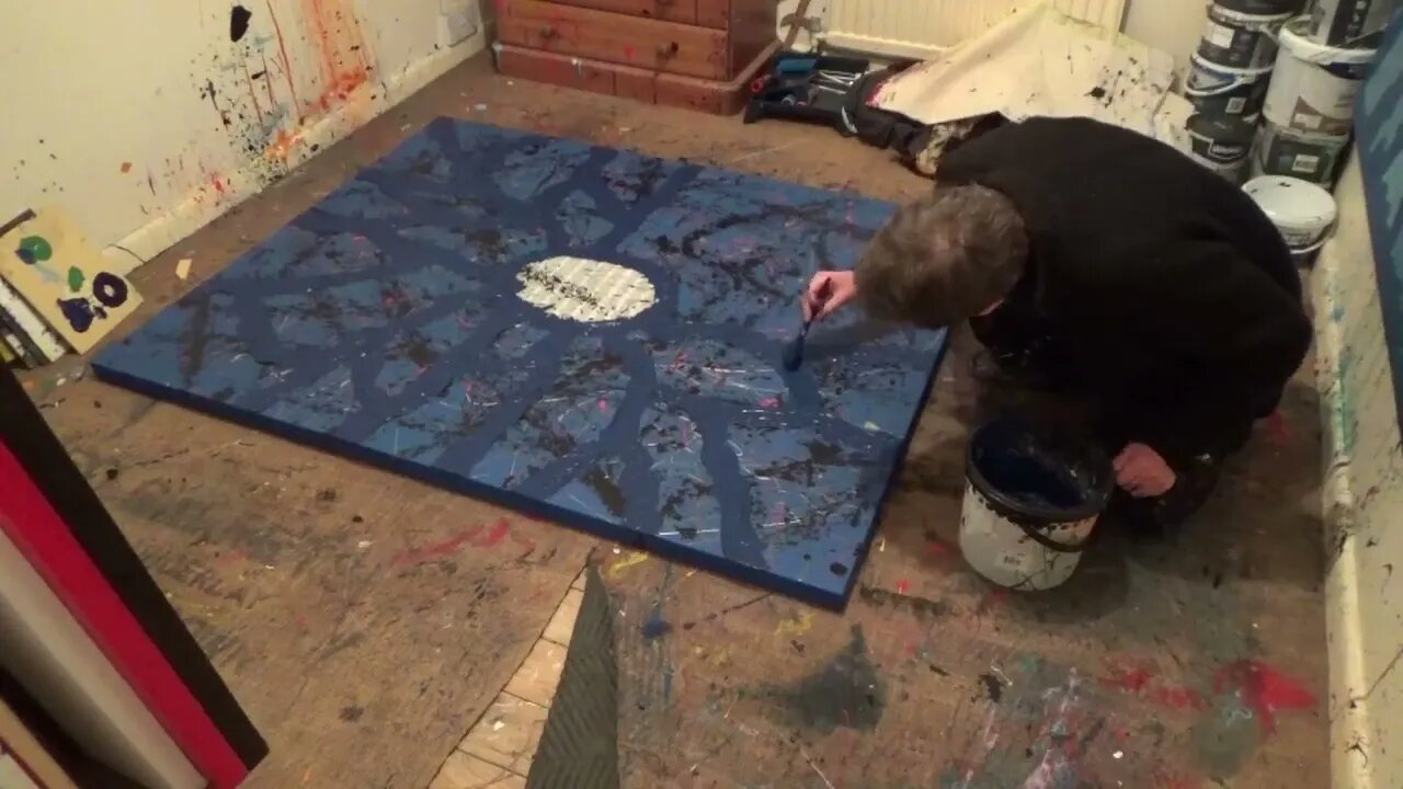 Painting coloured All Purpose Filler onto Canvas
