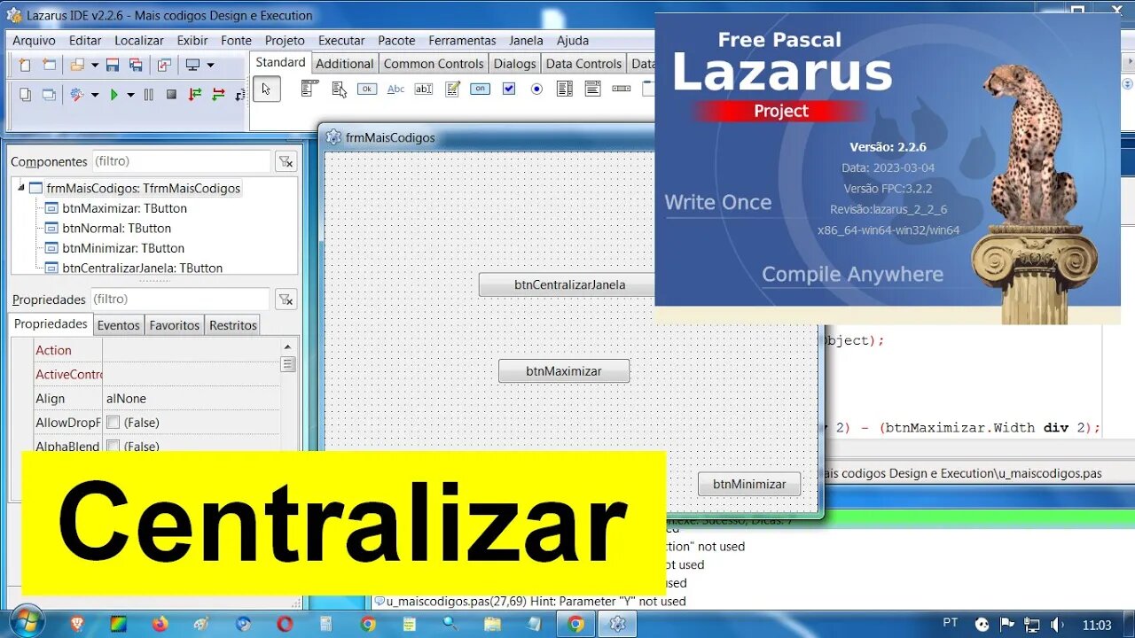14- Centralizar 1 Controle na Tela via Código