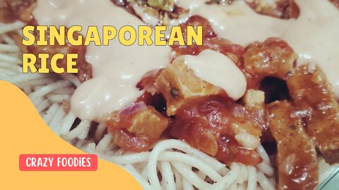 Singaporean rice drizzled with roasted galic and chillis