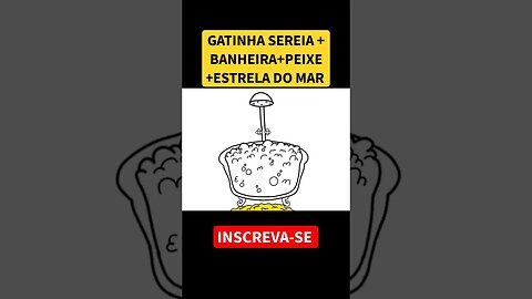COMO DESENHAR GATO SEREIA+BANHEIRA+ PEIXE+ ESTRELA DO MAR #shorts #gatokawaii #desenholivre