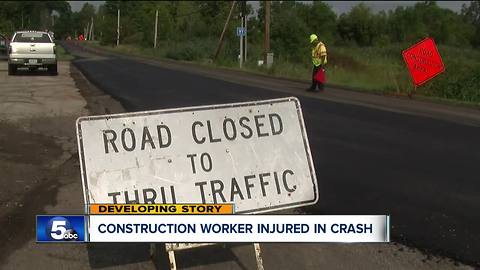 Construction worker taken to hospital after car hits construction equipment in Seville