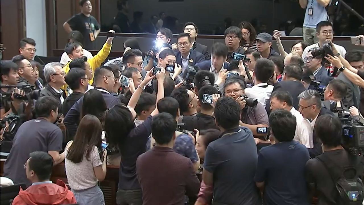 Hong Kong Lawmakers Come To Blows Over Controversial Extradition Law