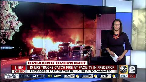 UPS trucks, center, packages damaged in Frederick County fire