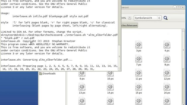 PDF-Dateien mit Leerseiten durchschießen, Bedienung von GNU/Linux per Kommandozeile