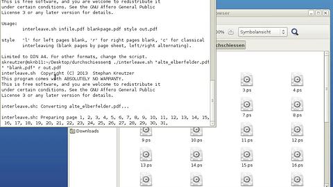 PDF-Dateien mit Leerseiten durchschießen, Bedienung von GNU/Linux per Kommandozeile