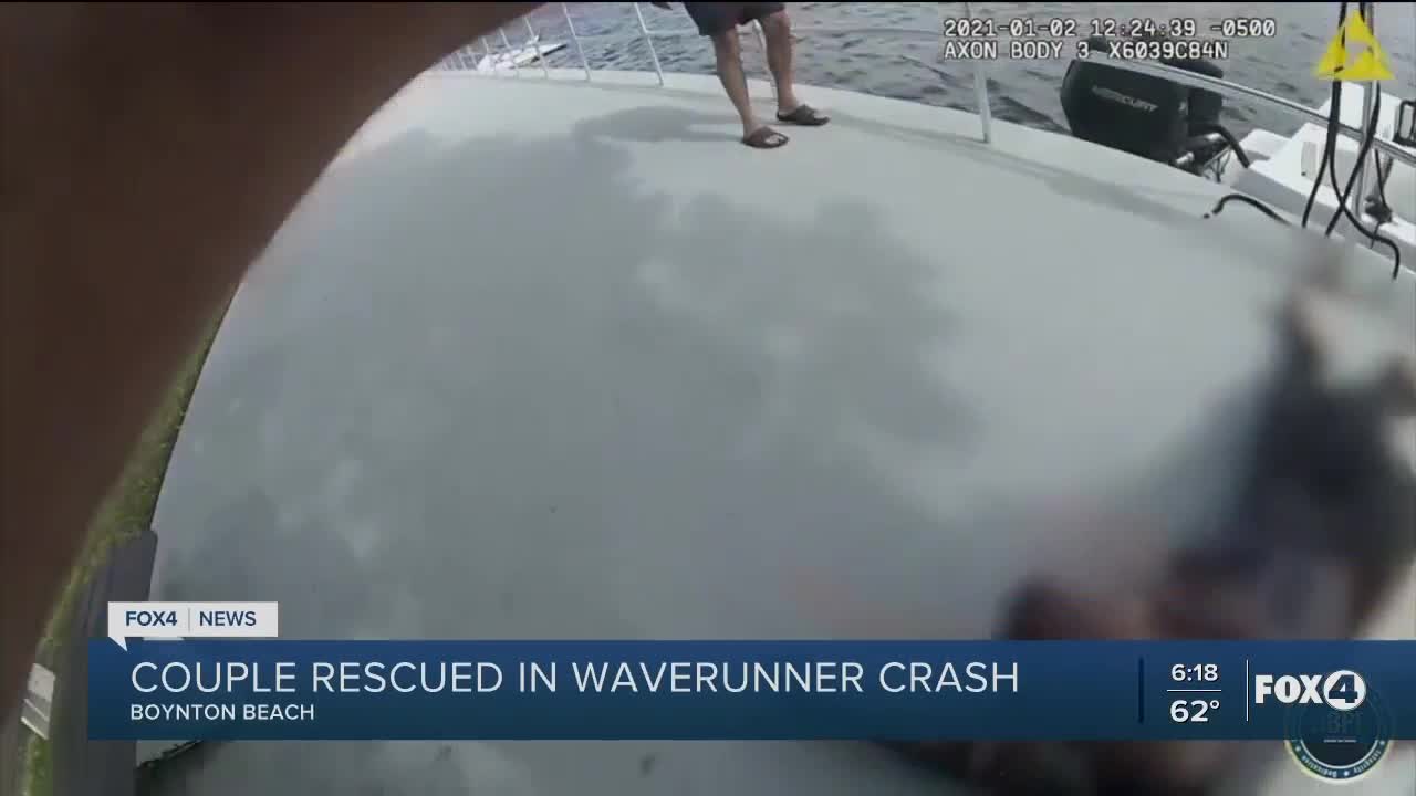 Couple rescued in wave runner crash