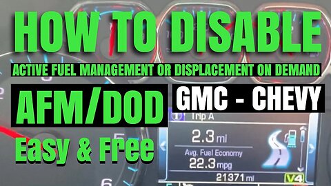 How To Disable Active Fuel Management AFM or DOD Easy and Free