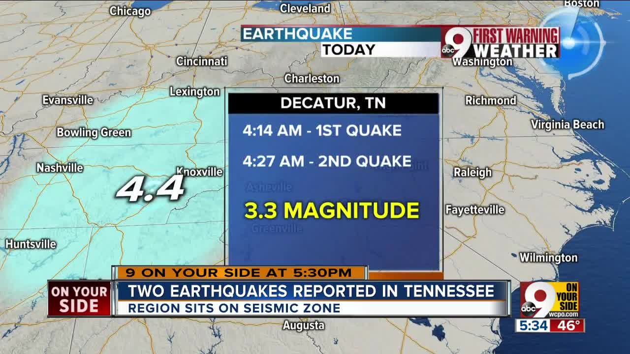 2 earthquakes reported in Tennessee