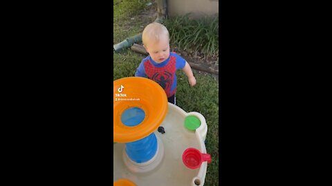 Baby Loves His New Water Table.