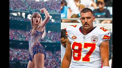 Travis Kelce & Taylor Swift celebrate on field after Chiefs win AFC title