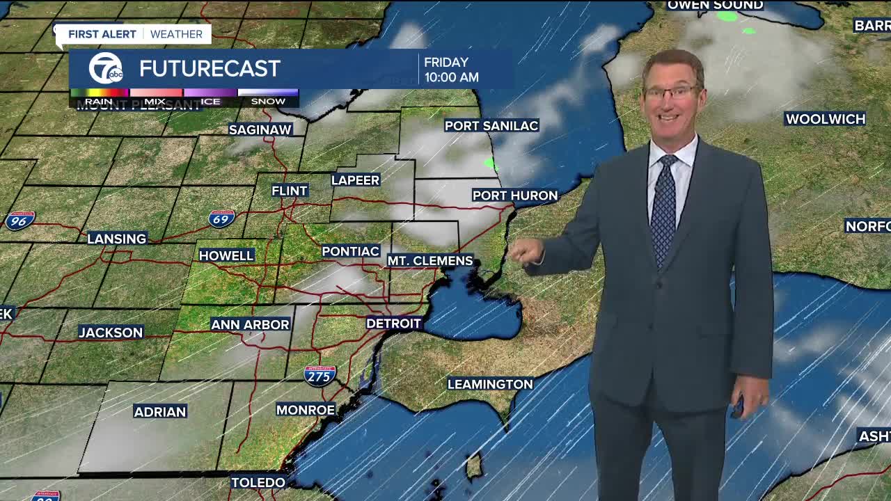 The clouds and cool hang on tonight