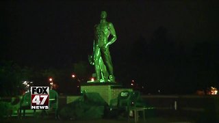 Sidewalk near Spartan Statue vandalized overnight