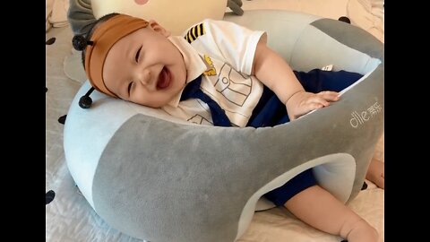 Listen to the happy laughter of the little cute baby and forget all the troubles