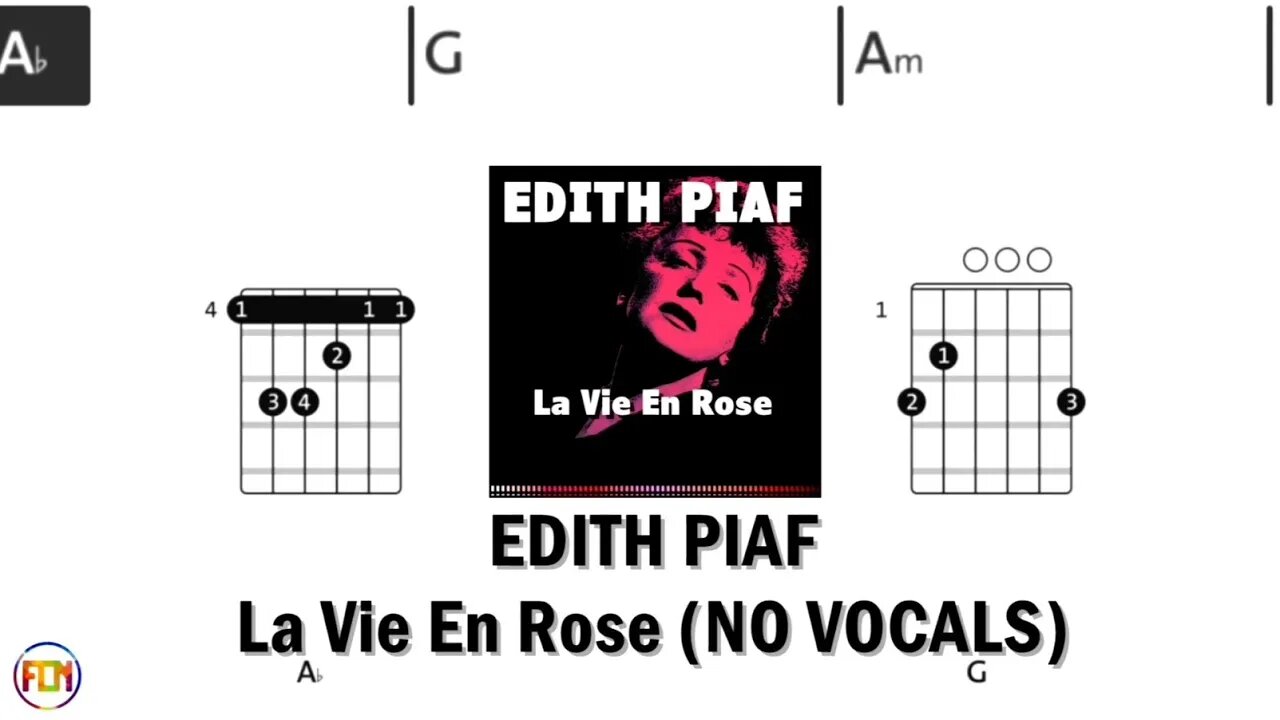 EDITH PIAF La Vie En Rose FCN GUITAR CHORDS & LYRICS NO VOCALS