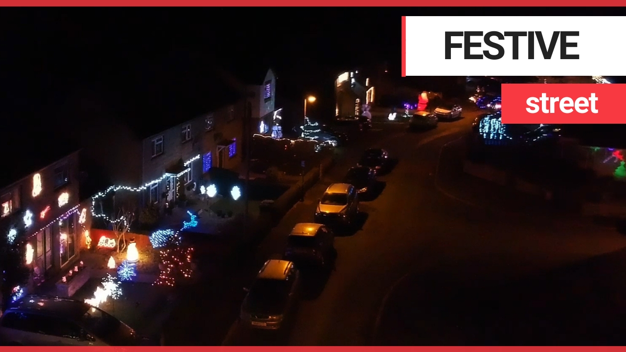 Drone footage shows Britain's most festive street