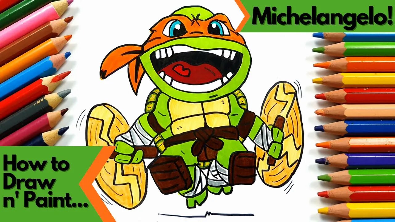 How to draw and paint Michelangelo Teenage Mutant Ninja Turtles