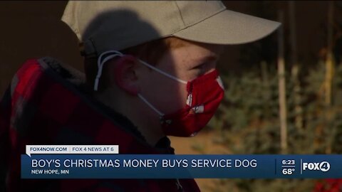 A boy uses his Christmas money to buy a service dog for another child