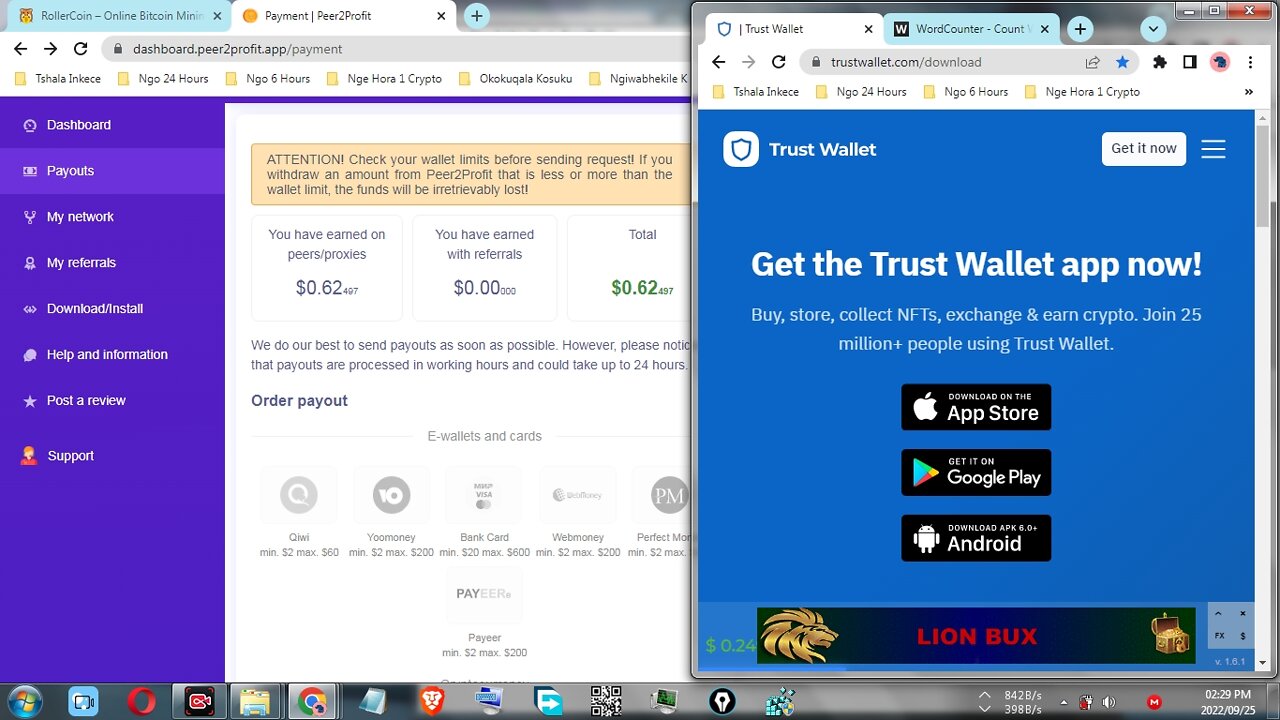 How To Make Money By Mining Free Cash Online At Peer2Profit And Instant Withdraw At Trust Wallet