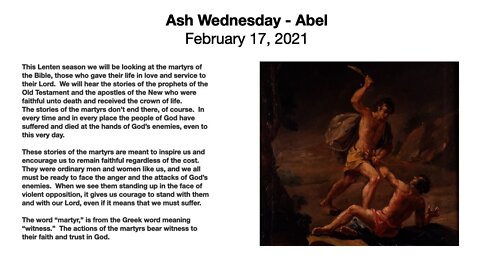 Ash Wednesday (Abel) - February 17, 2021