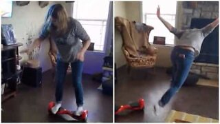 Grandma tries out hoverboard for the first time