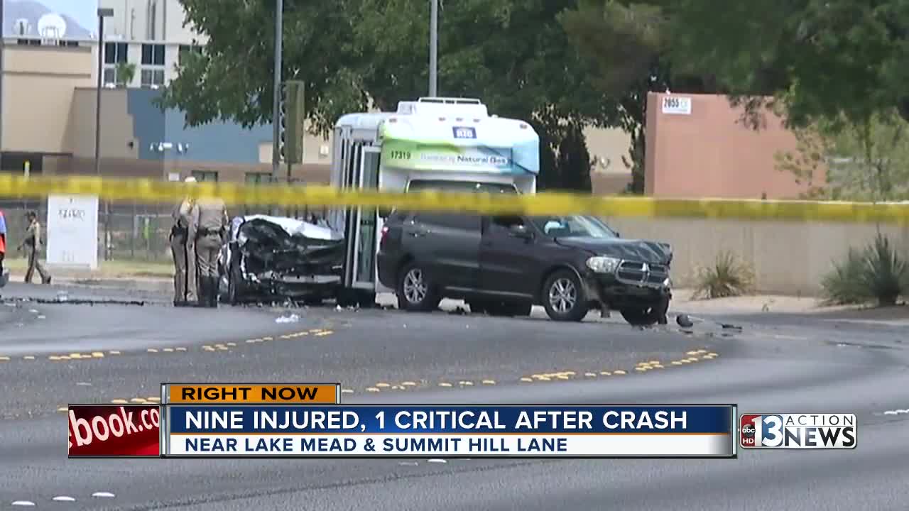 Crash injures 9 people Saturday