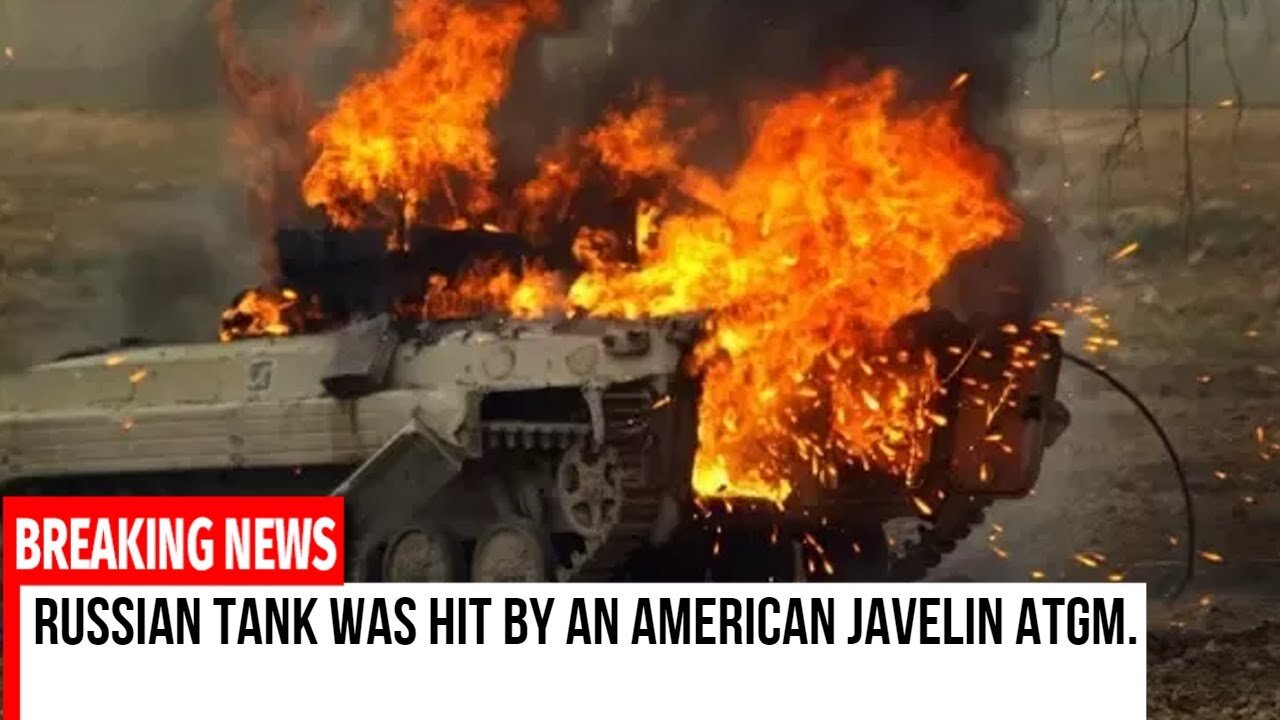 Russian tank was hit by an American Javelin ATGM