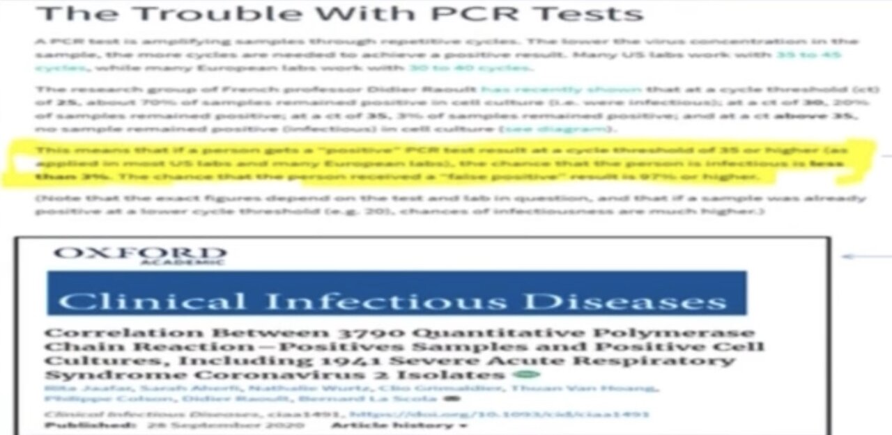 Oxford Clinical Infectious Diseases report on the PCR Covid test.. (1:59)