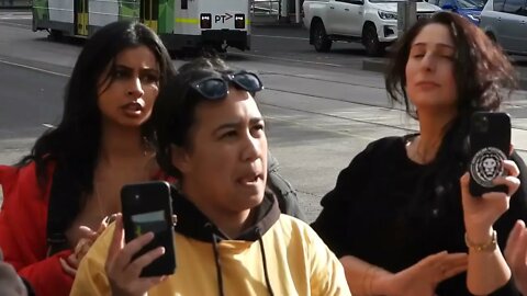 Father Argues with Protestors - Queen Vic Melbourne, Australia - 29 May 2021