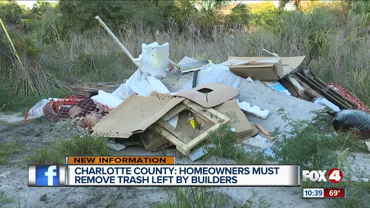 Charlotte County homeowners must remove trash left by builders