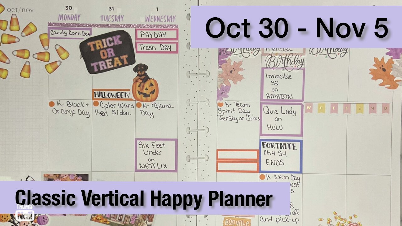 Oct 30-Nov 5 Weekly spread in classic vertical happy planner