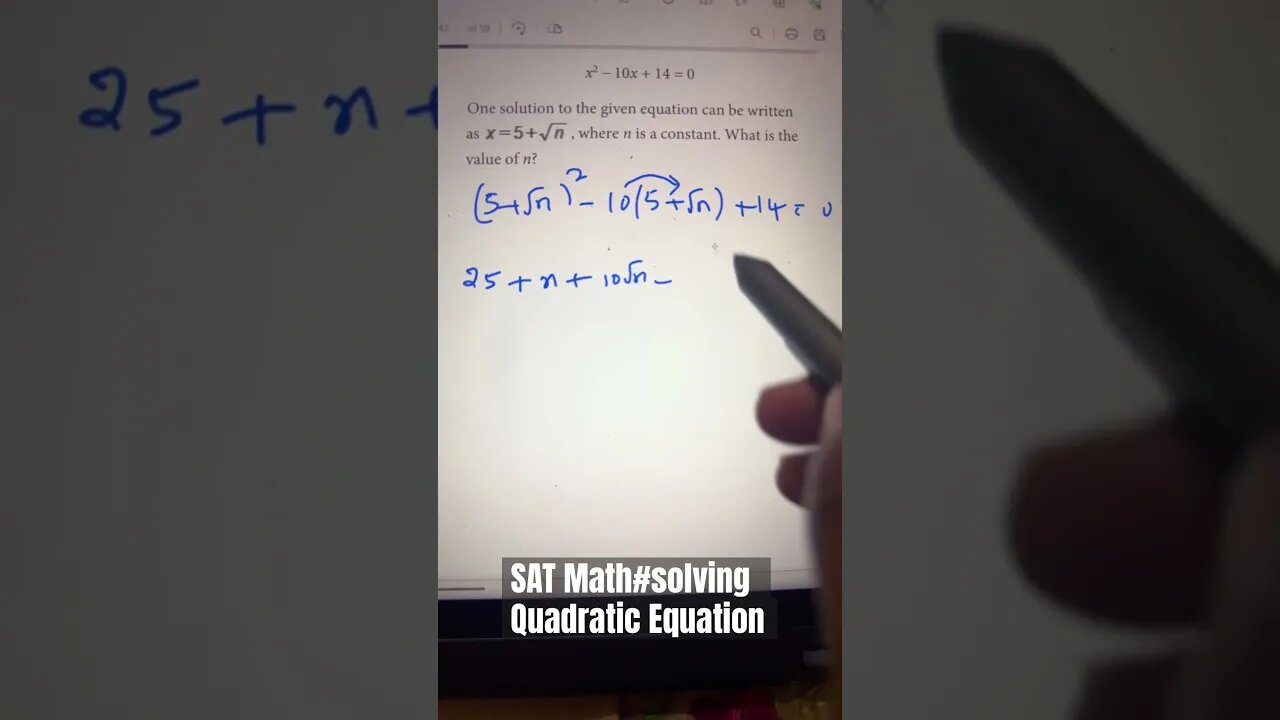 Find missing value when one solution of Quadratic equation is given #satmath #youtubeshorts