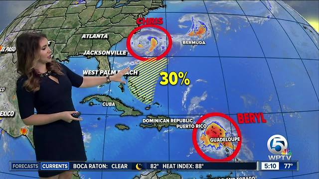 Beryl dissipates, Chris spins off North Carolina coast