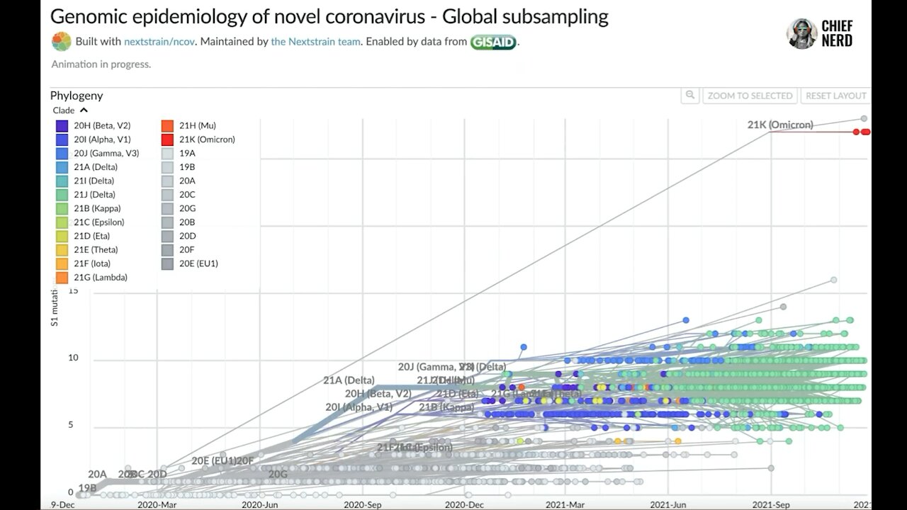 Time-lapse of SARS-COV-2 evolution and peculiar emergence of Omicron