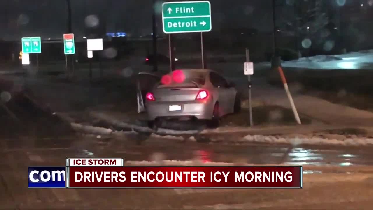 Drivers encounter icy morning commute in Oakland, Wayne Counties