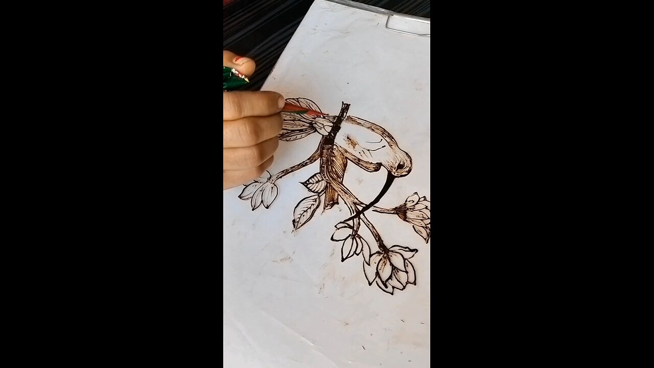 How to make Bird setting on plant branch mehendiart|| #mehendiart #mehendiartdesigne