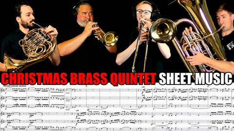 CHRISTMAS BRASS QUINTET "God Rest Ye Merry Gentleman". Sheet Music Play Along!