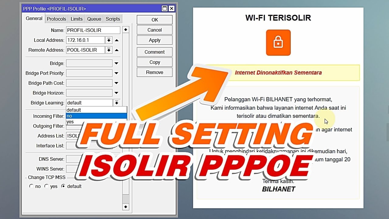 Cara Membuat Halaman Isolir PPPoE untuk Client Telat Bayar _ Expired