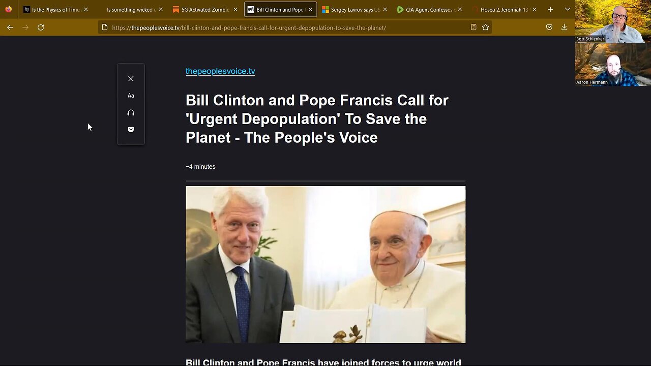 A Monday Night Football Sign, Depopulation agendas, Oct. 4, Bill Clinton and the Pope...