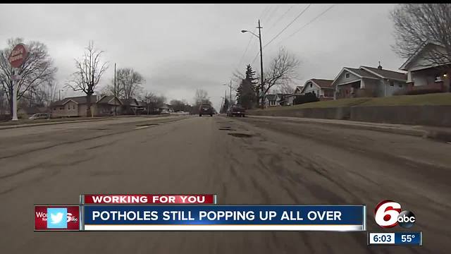 Potholes still popping up across central Indianapolis but DPW is working to fix them