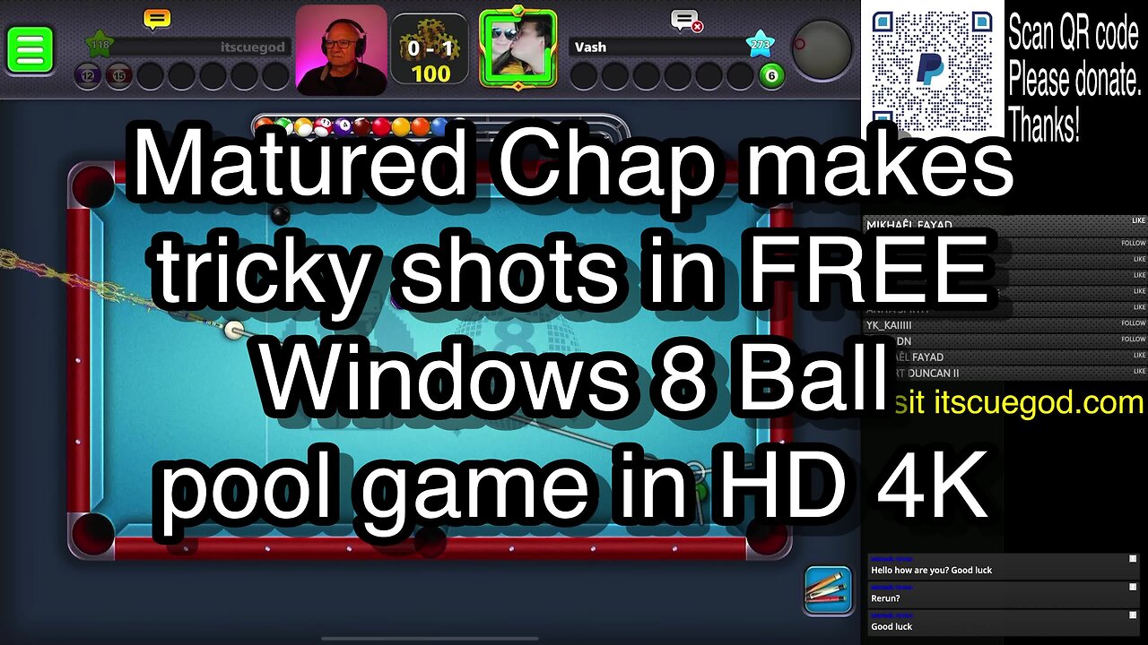 Matured Chap makes tricky shots in FREE Windows 8 Ball pool game in HD 4K 🎱🎱🎱 8 Ball Pool 🎱🎱🎱