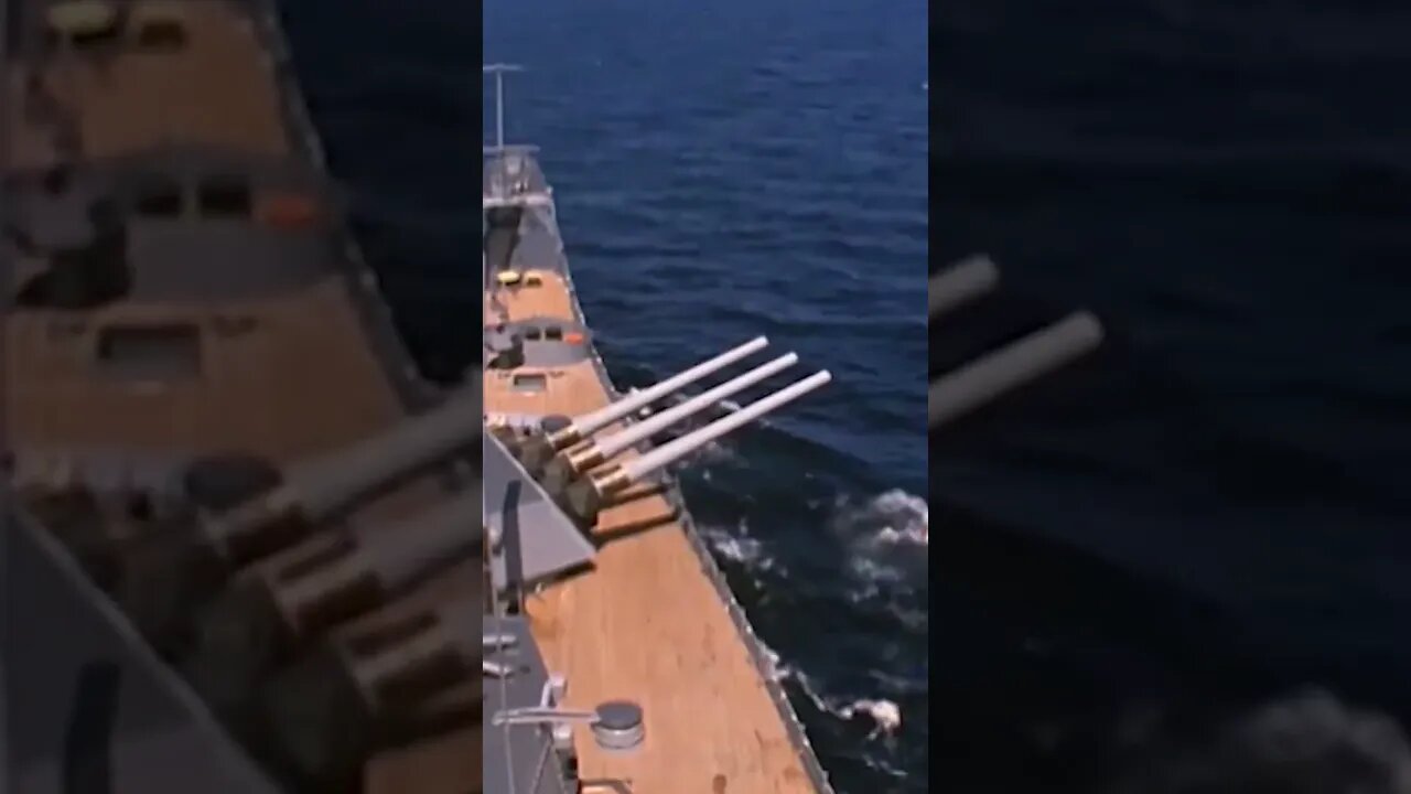 IOWA CLASS BATTLESHIP Firing its guns in slo mo!